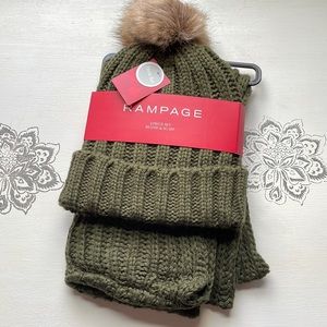 Rampage faux fur 2 piece beanie and scarf set. NWT.